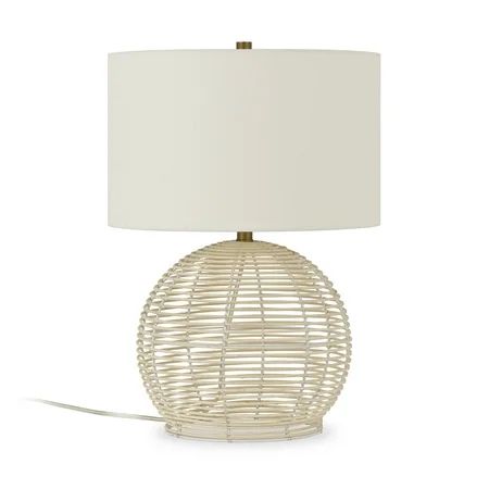 Bryn Coastal Rattan Table Lamp with Linen Shade - Walmart.com | Walmart (US)