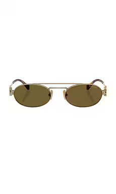 Miu Miu Oval Sunglasses in Brass Gold from Revolve.com | Revolve Clothing (Global)