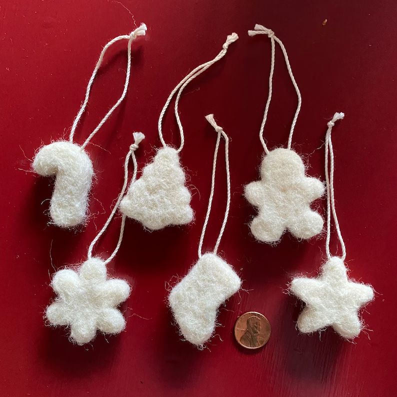 Set of 6 Mini Felted Ornaments - Etsy | Etsy (US)