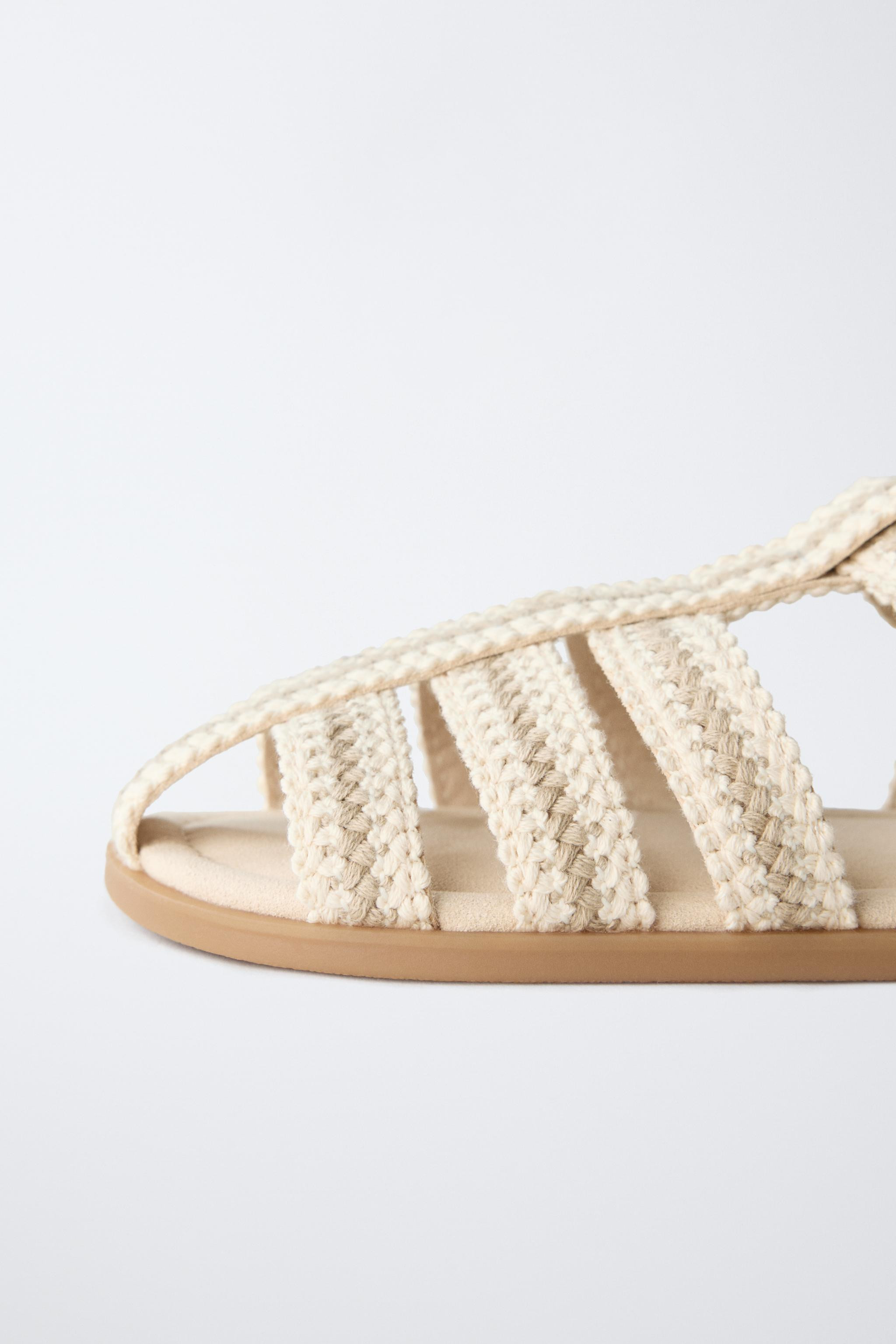 COTTON STRAPPY CAGE SANDALS | Zara UK