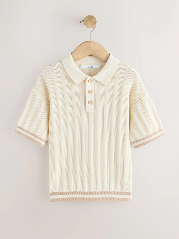 Ecru Button Neck Knitted Polo Shirt (3-16yrs) | Next US
