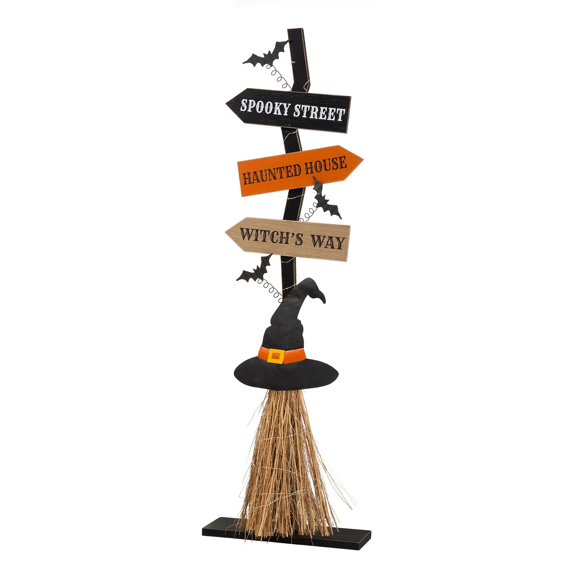 42"H Lighted Wooden Witch's Broom Porch Decor | Wayfair North America