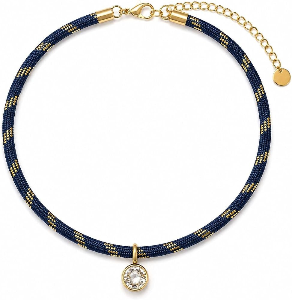 Colorful Cord Necklace for Women Rhinestone Pendant Boho Festival Jewelry | Amazon (US)