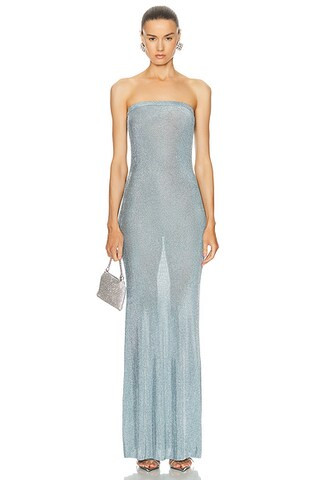SER.O.YA Narissa Metallic Knit Maxi Dress in Sky Blue | FWRD | FWRD 