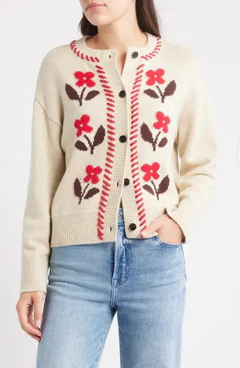 Mavie Intarsia Floral Cardigan | Nordstrom