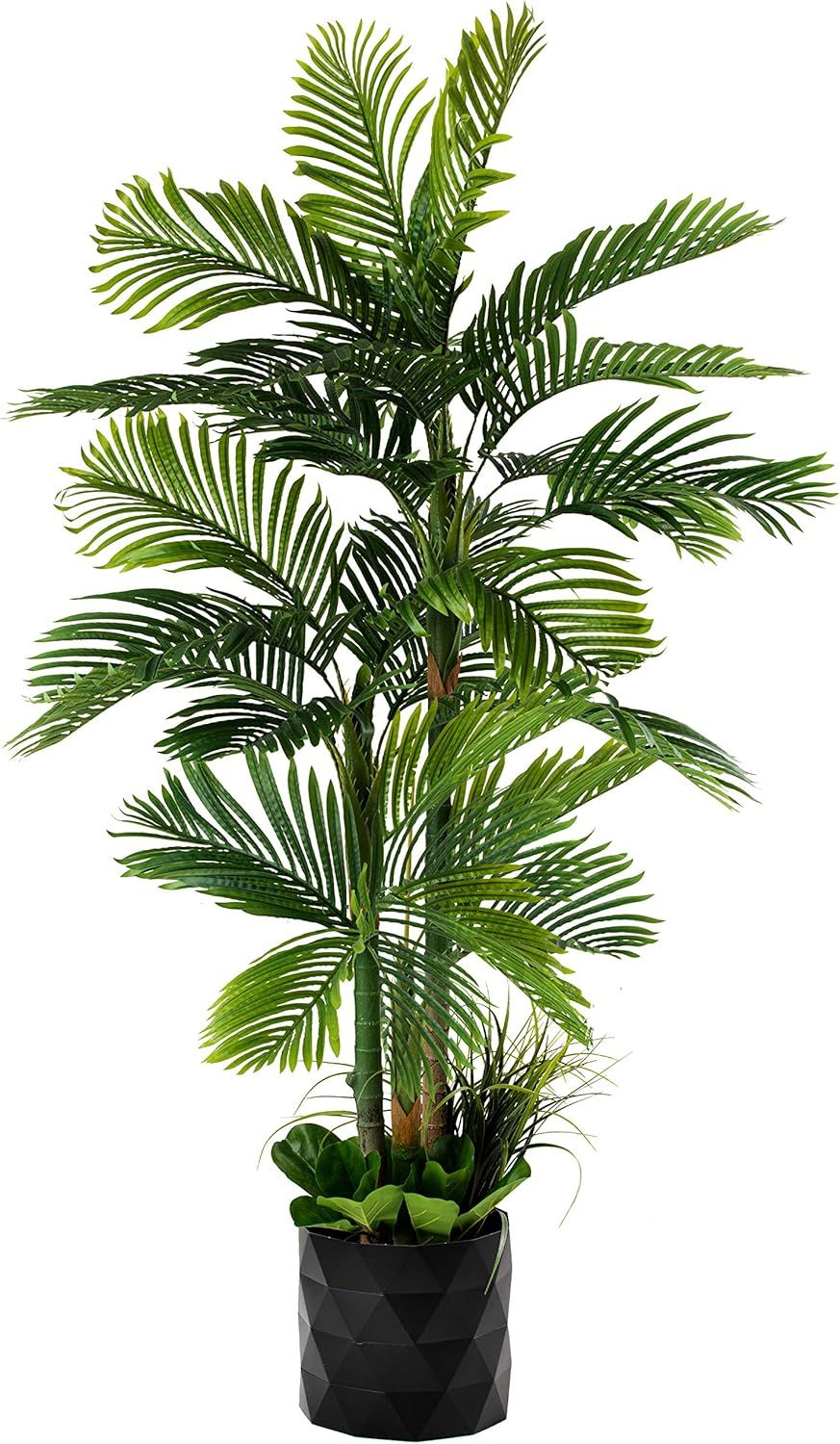 Deluxe 78" Golden Cane Palm Artificial Tree + Premium Fiddle Leaf Foliage in 8" Base + 12" Plant ... | Amazon (US)