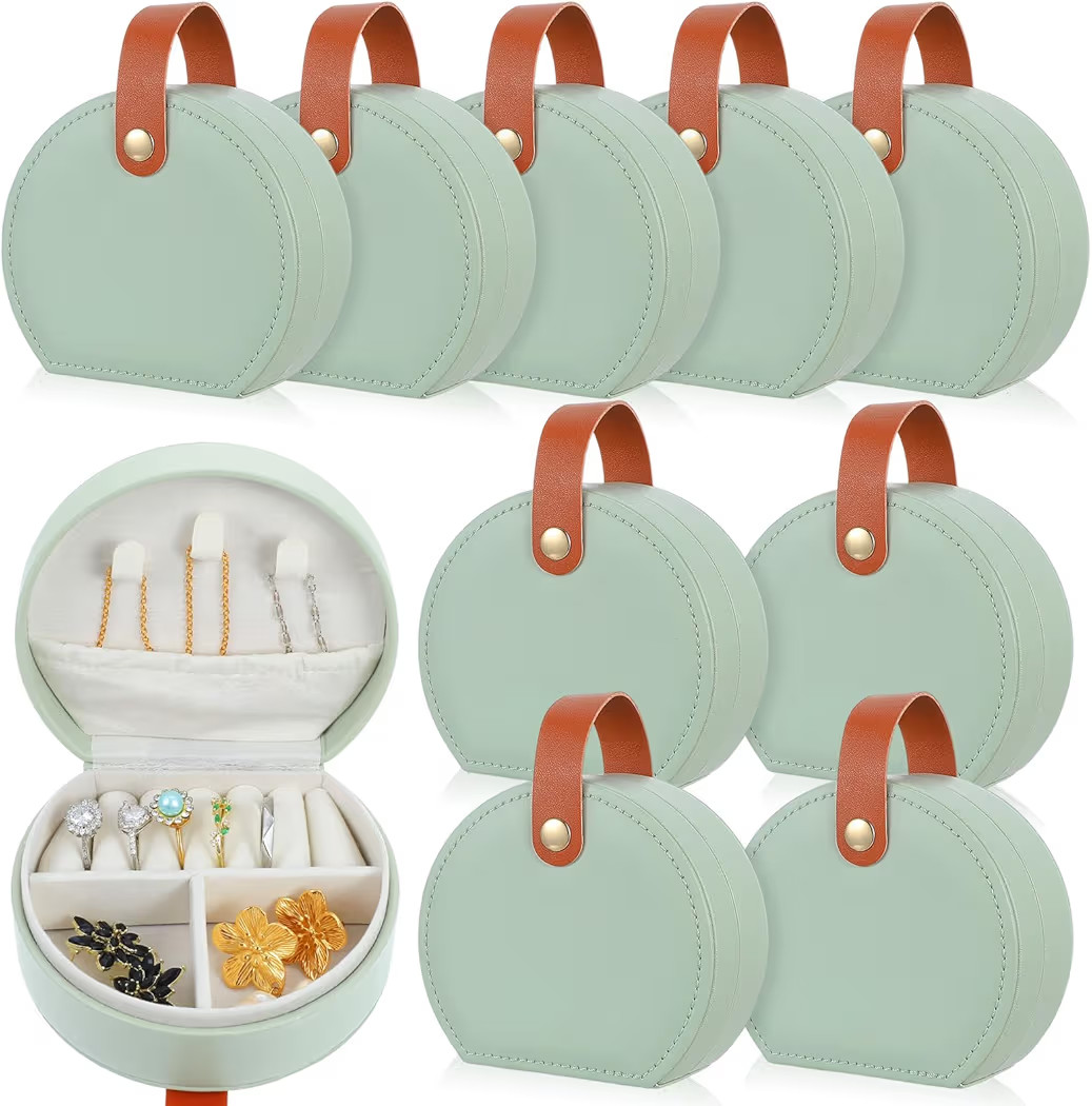 10 Pcs Mini Jewelry Travel Case, Small Travel Jewelry Case Organizer, Half Moon Leather Jewelry-B... | Amazon (US)