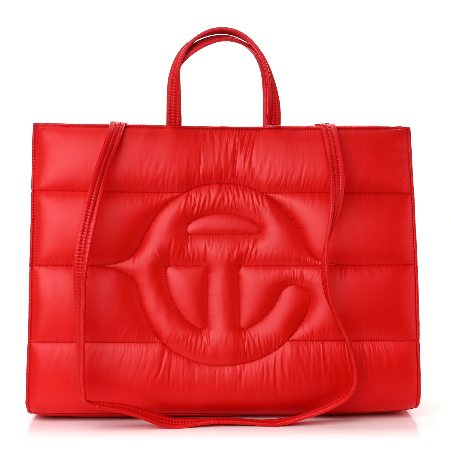 Nylon Large Puff Shopping Bag Red | FASHIONPHILE (US)