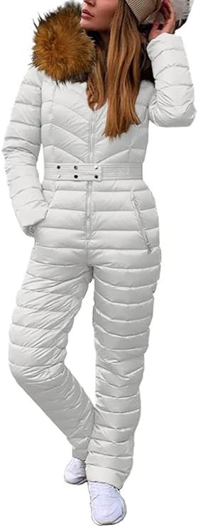 Cicy Bell Women's Onesies Ski Suits Winter Outdoor Sports Jumpsuit Fur Collar Coat Waterproof Win... | Amazon (US)