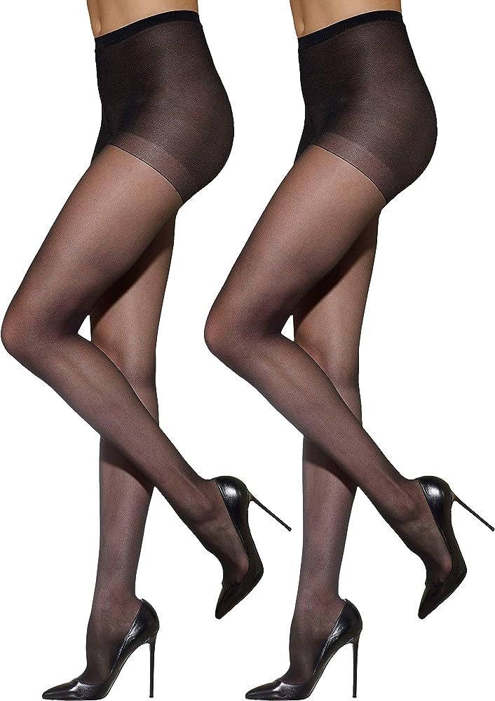 Silkies Women's Control Top Pantyhose with Run Resistant, Light Support Legs (2 Pair Pack) | Amazon (US)