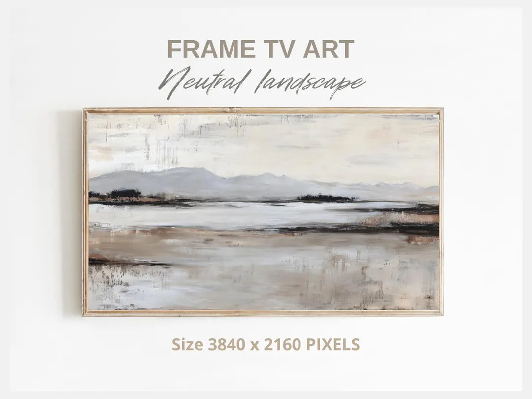 Abstract Mountain Landscape TV Art: Neutral Beige Tones (digital Download) - Etsy | Etsy (US)