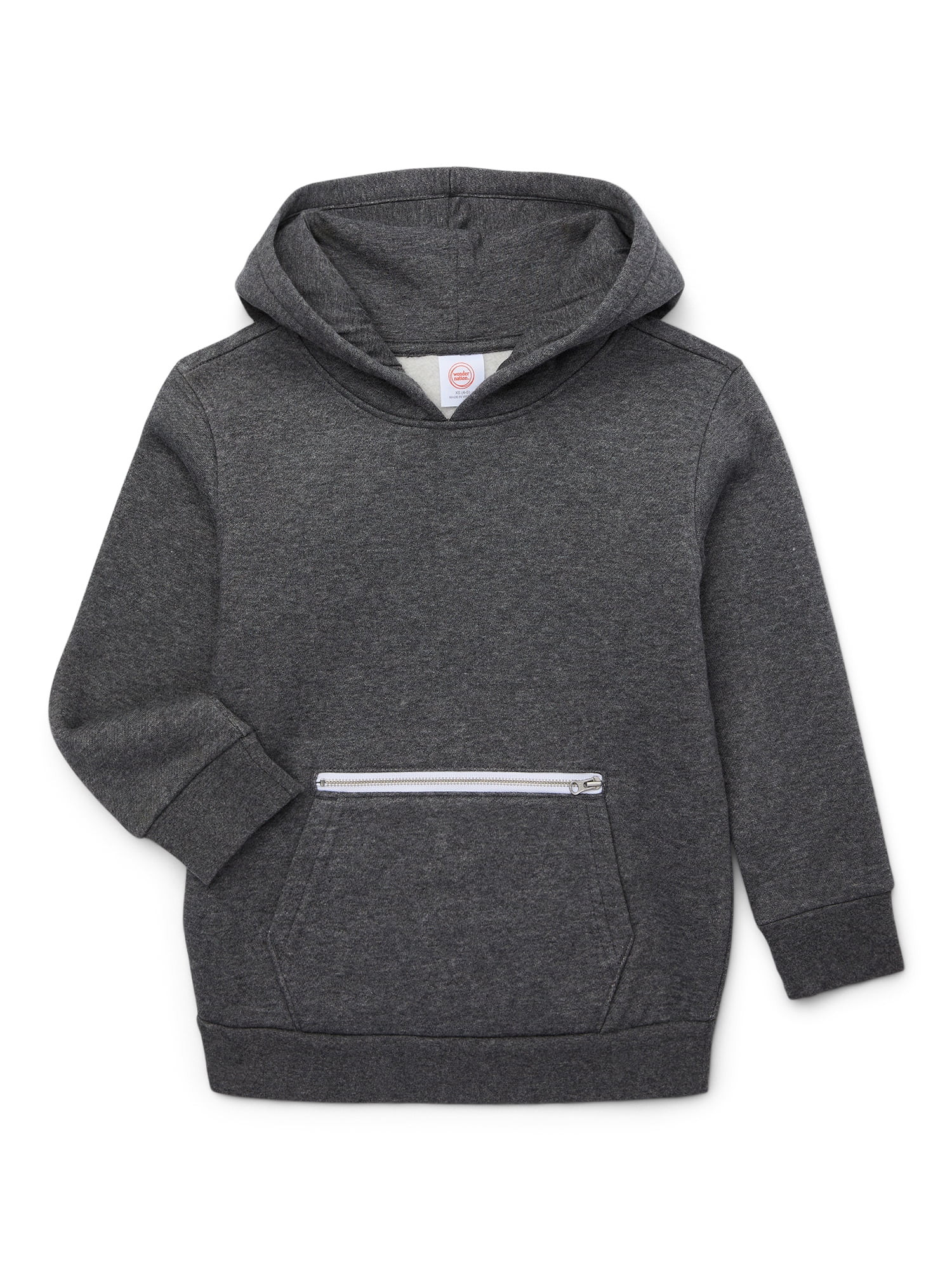 Wonder Nation Boys Long Sleeve Hoodie with Zipper Pocket, Sizes XS-XXL & Husky - Walmart.com | Walmart (US)