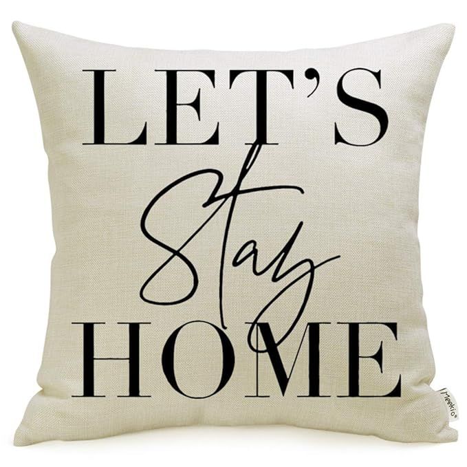Meekio Farmhouse Pillow Covers with Let’s Stay Home Quote 18 x 18 for Farmhouse Décor Housewar... | Amazon (US)