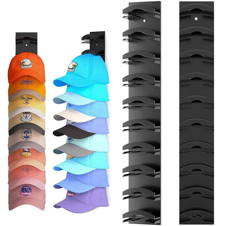 Hat Organizer for Baseball Caps 2Pack, Hat Rack for Wall with Strong Adhesive Hold up to 20 Hats,... | Amazon (US)