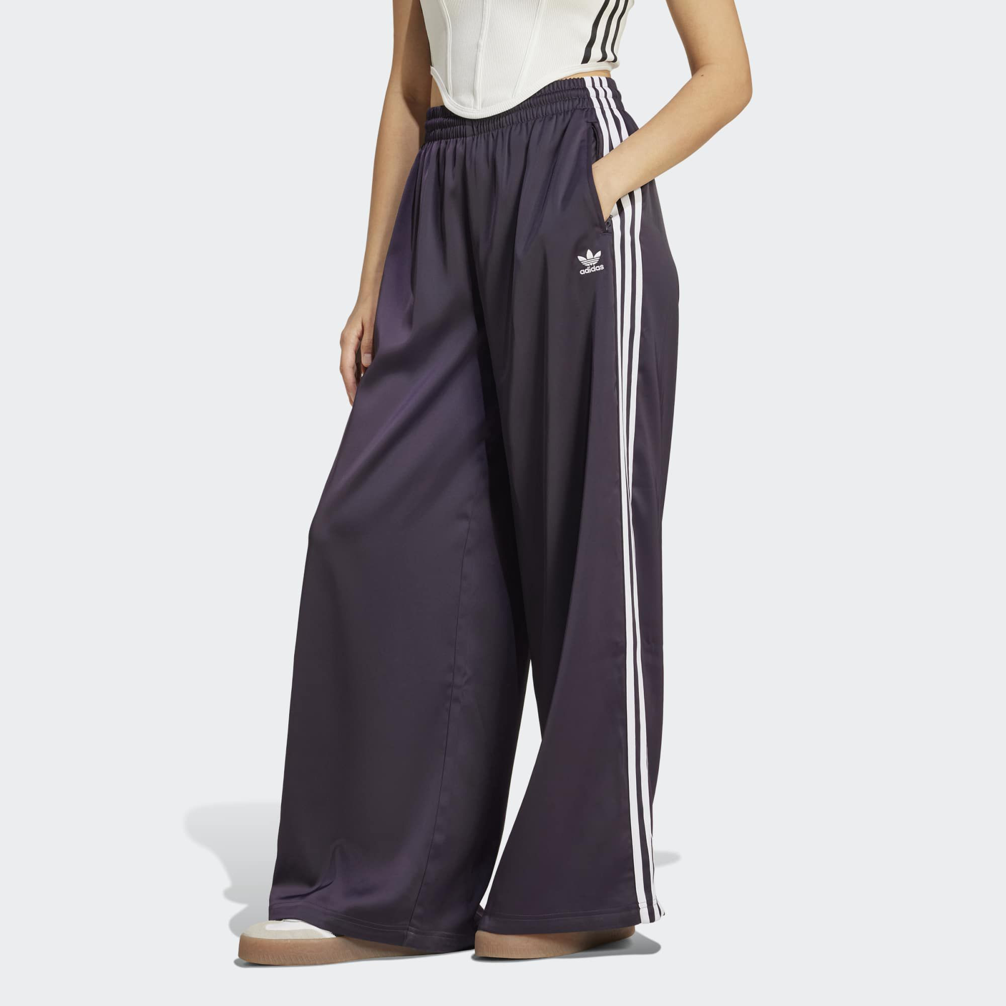 adidas Originals Women's Adicolor Satin Wide Leg Track Pants, Size 2, Aurora Black | Dick's Sporting Goods