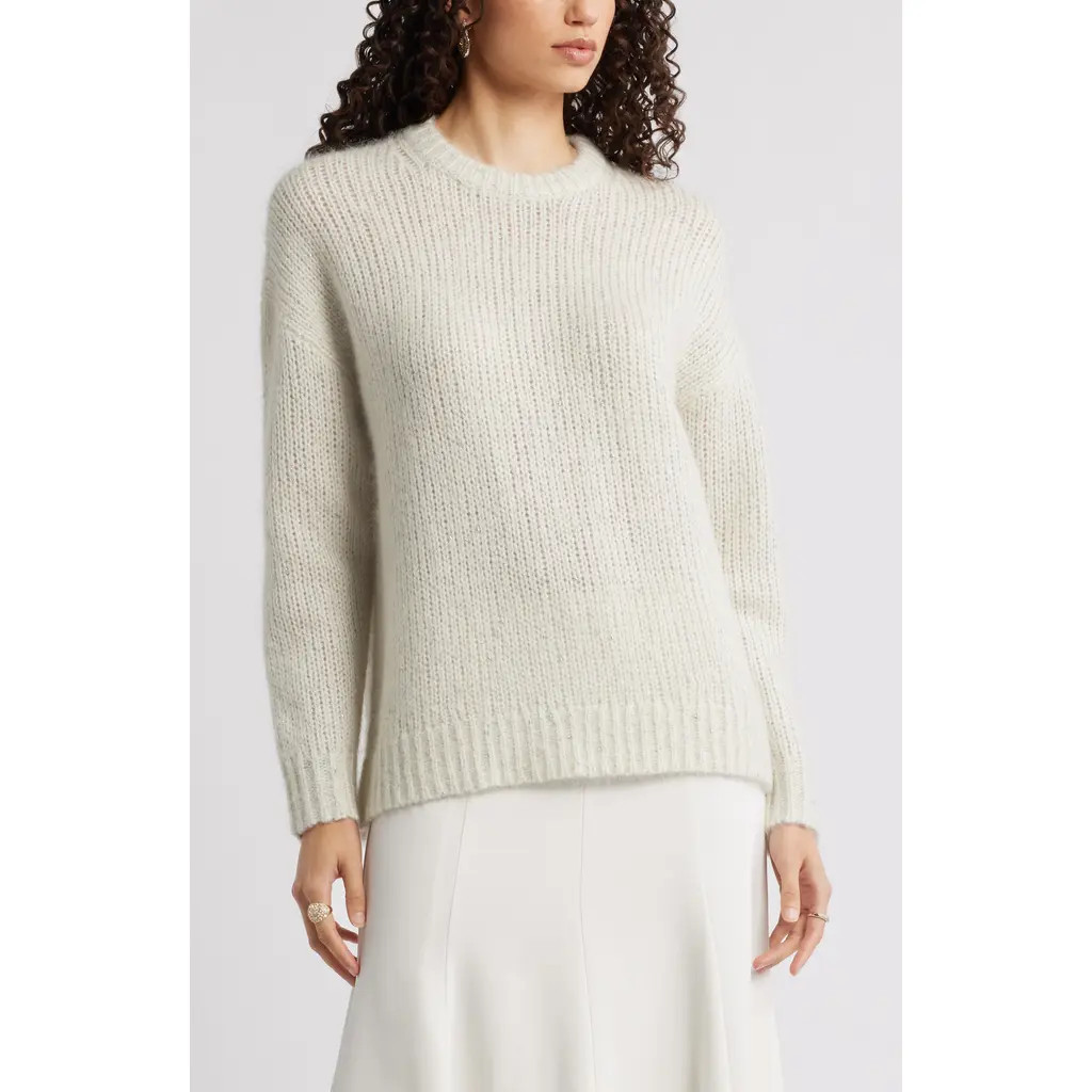 Nordstrom Metallic Crewneck Sweater in Ivory Metallic Marl at Nordstrom Rack, Size Large | Nordstrom Rack