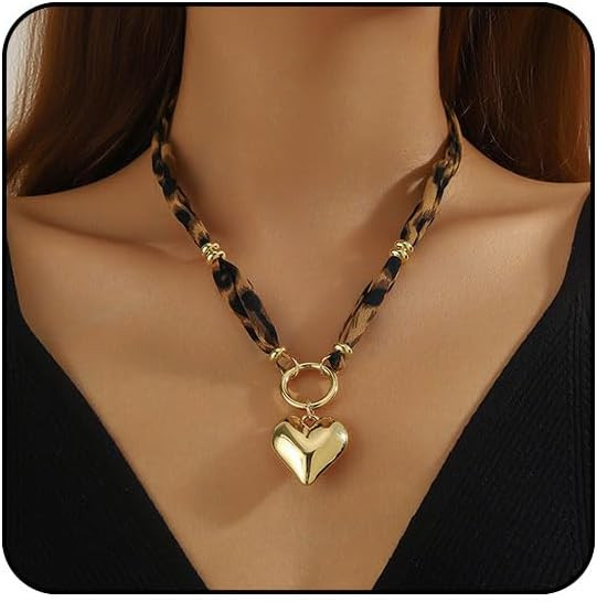 Sora Tuki Scarf Necklace with Charm Bandana Necklace with Charms Chunky Heart Pendant Necklaces L... | Amazon (US)