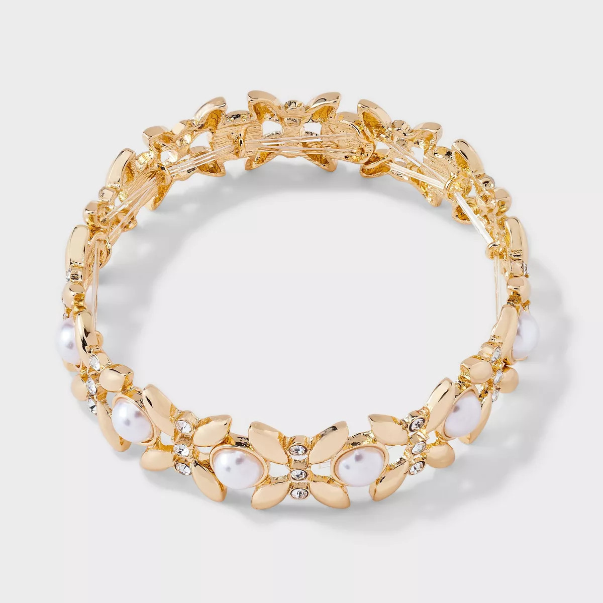 Pearl and Leaf Stretch Bracelet - A New Day™ Gold | Target