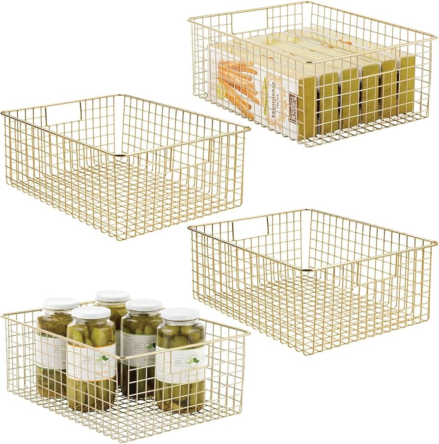 mDesign Metal Wire Food Storage Basket Organizer with Handles for Organizing Kitchen Cabinets, Pa... | Amazon (US)