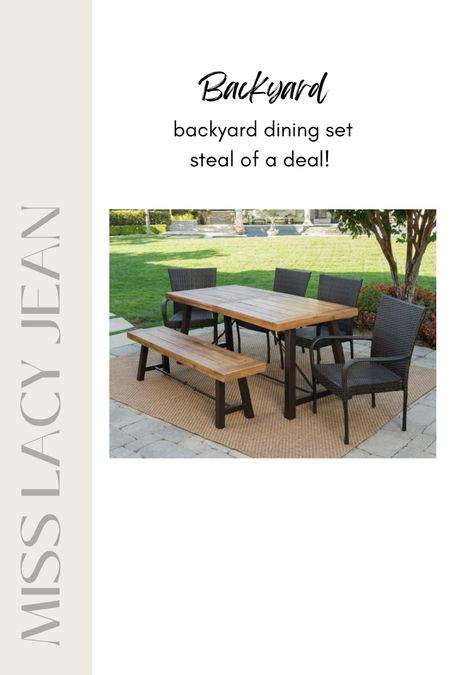 Backyard furniture 
Outdoor dining set
Patio furniture 

#LTKSeasonal #LTKFind #LTKhome