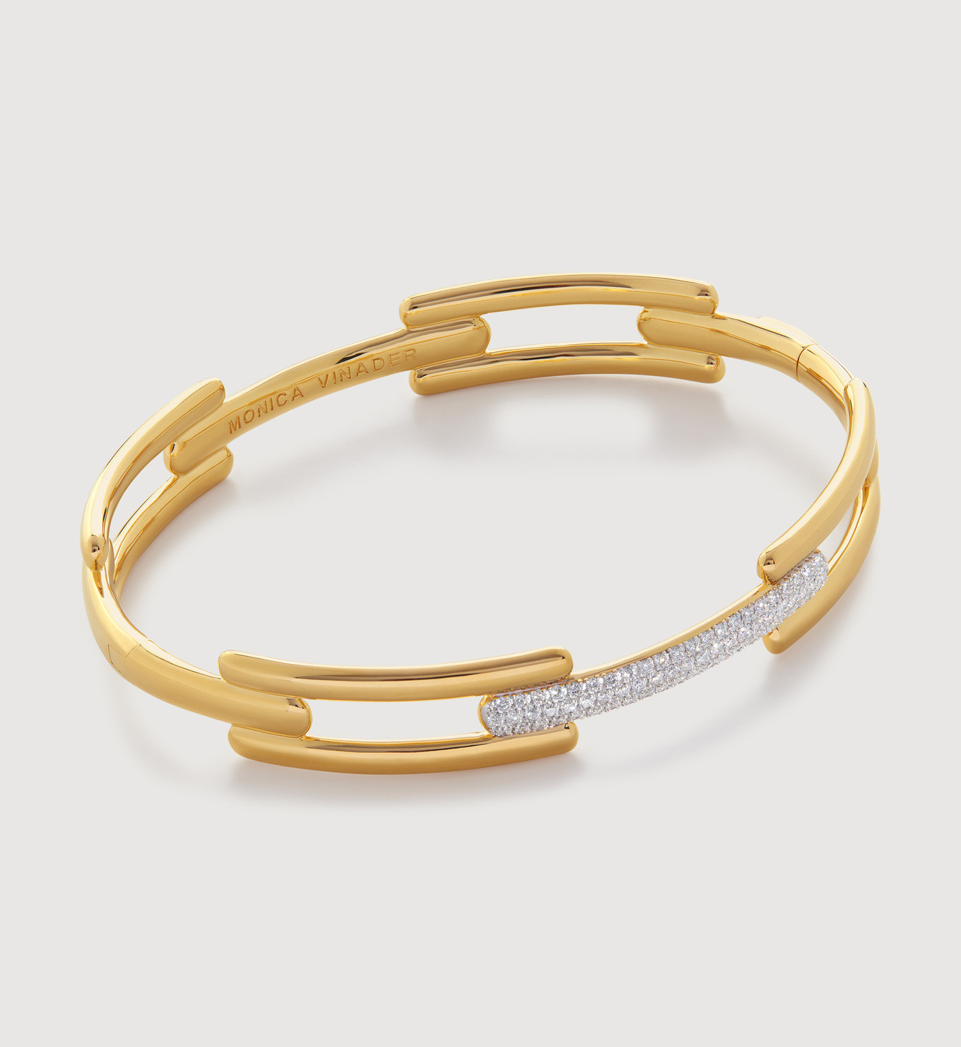 Signature Link Pavé Diamond Bangle | Monica Vinader (Global)
