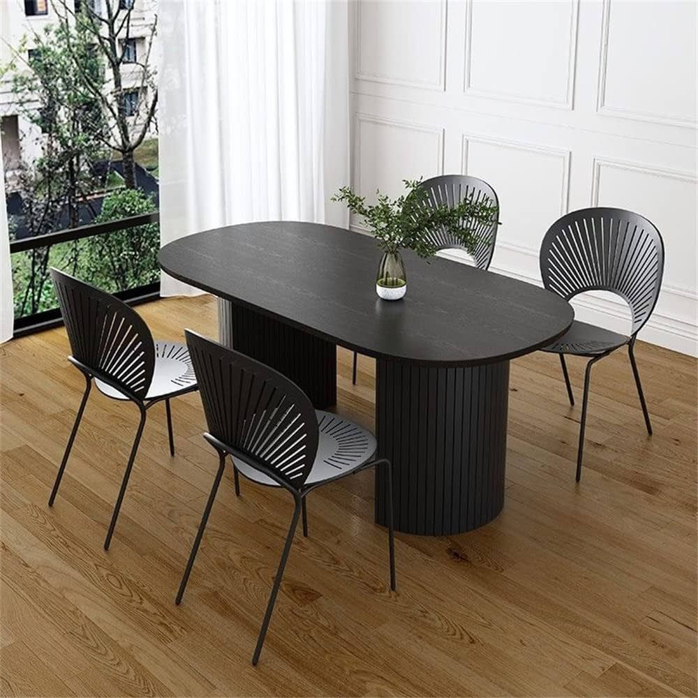 LAKIQ Modern Solid Wood Oval Dining Table Double Pedestal Table Kitchen Table Pedestal Kitchen Di... | Amazon (US)