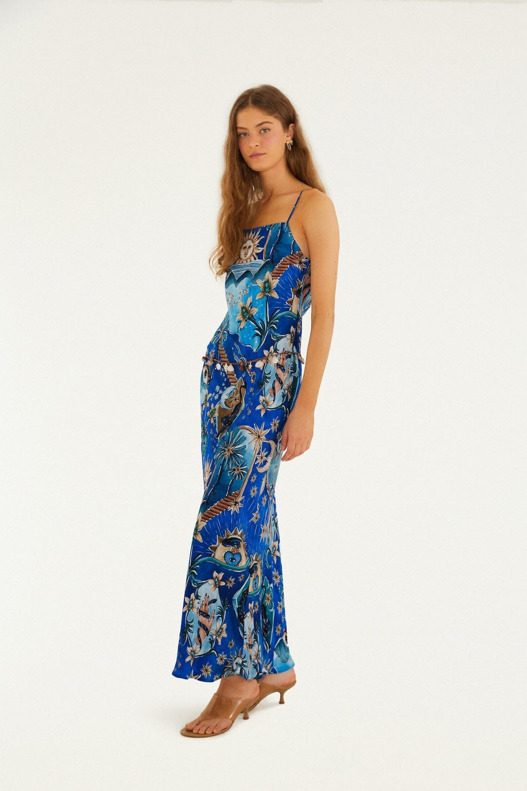 Blue Mystical Lenzing Ecovero Viscose Maxi Dress | FARM Rio | FarmRio (US)