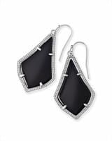 Alex Silver Drop Earrings in Black Opaque Glass | Kendra Scott