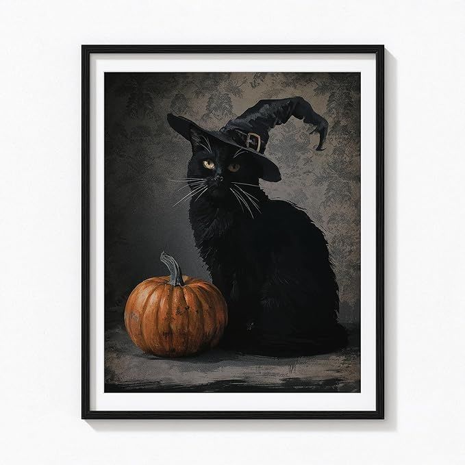 NOCTMETEOR Vintage Black Cat Pumpkin Halloween Wall Decor, Gothic Witchy Poster for Cat Lovers, C... | Amazon (US)