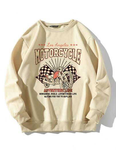 Slogan & Motorcycle Print Thermal Sweatshirt | SHEIN