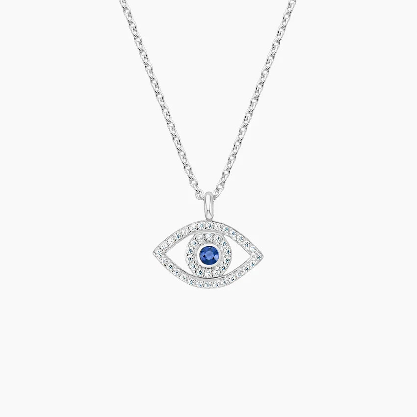 Evil Eye Sapphire and Diamond Pendant in Silver | Brilliant Earth