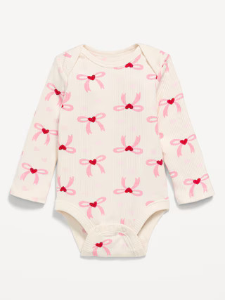 Printed Long-Sleeve Ribbed Bodysuit for Baby | Old Navy (US)