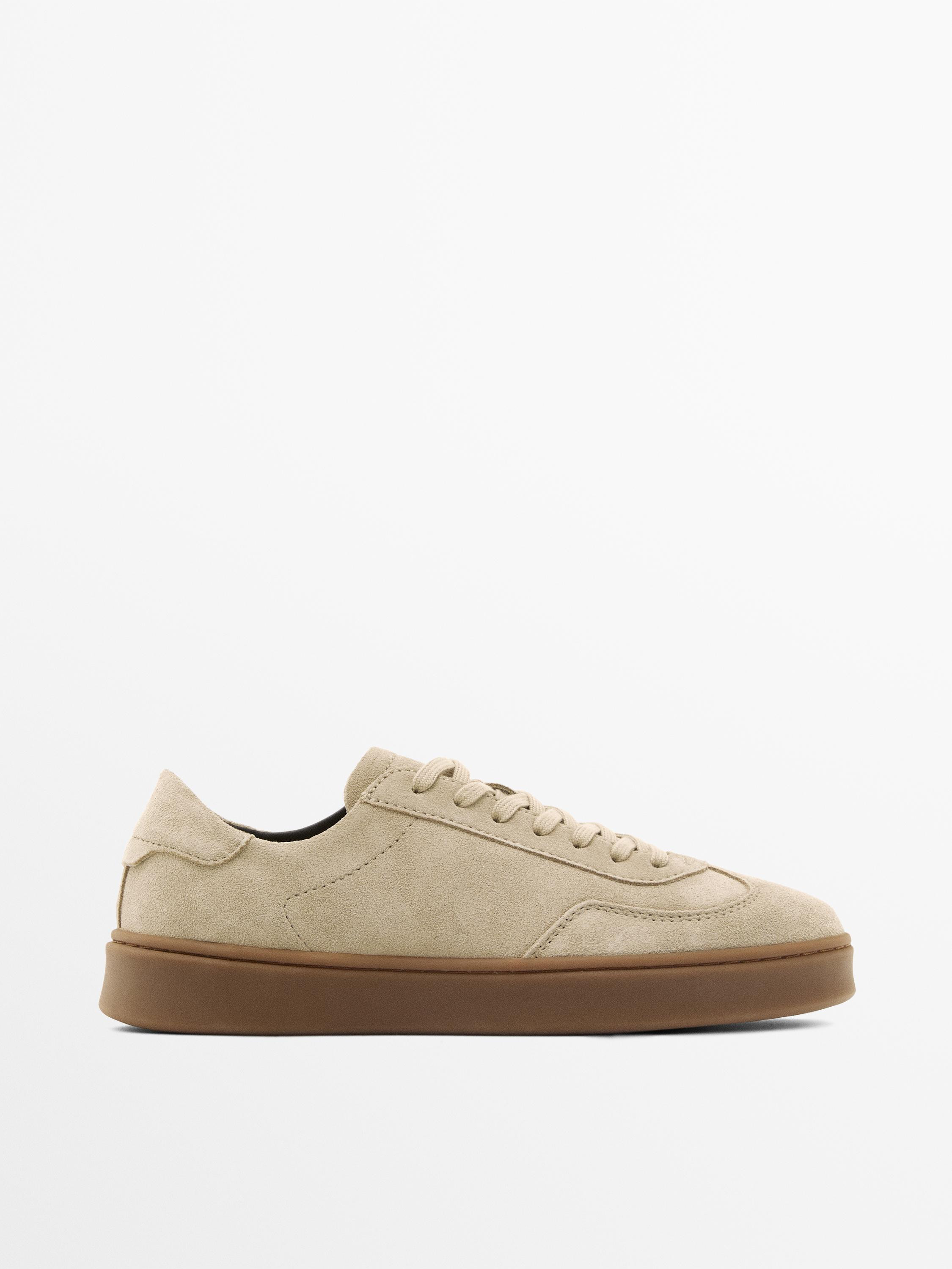 Split suede leather trainers | Massimo Dutti US