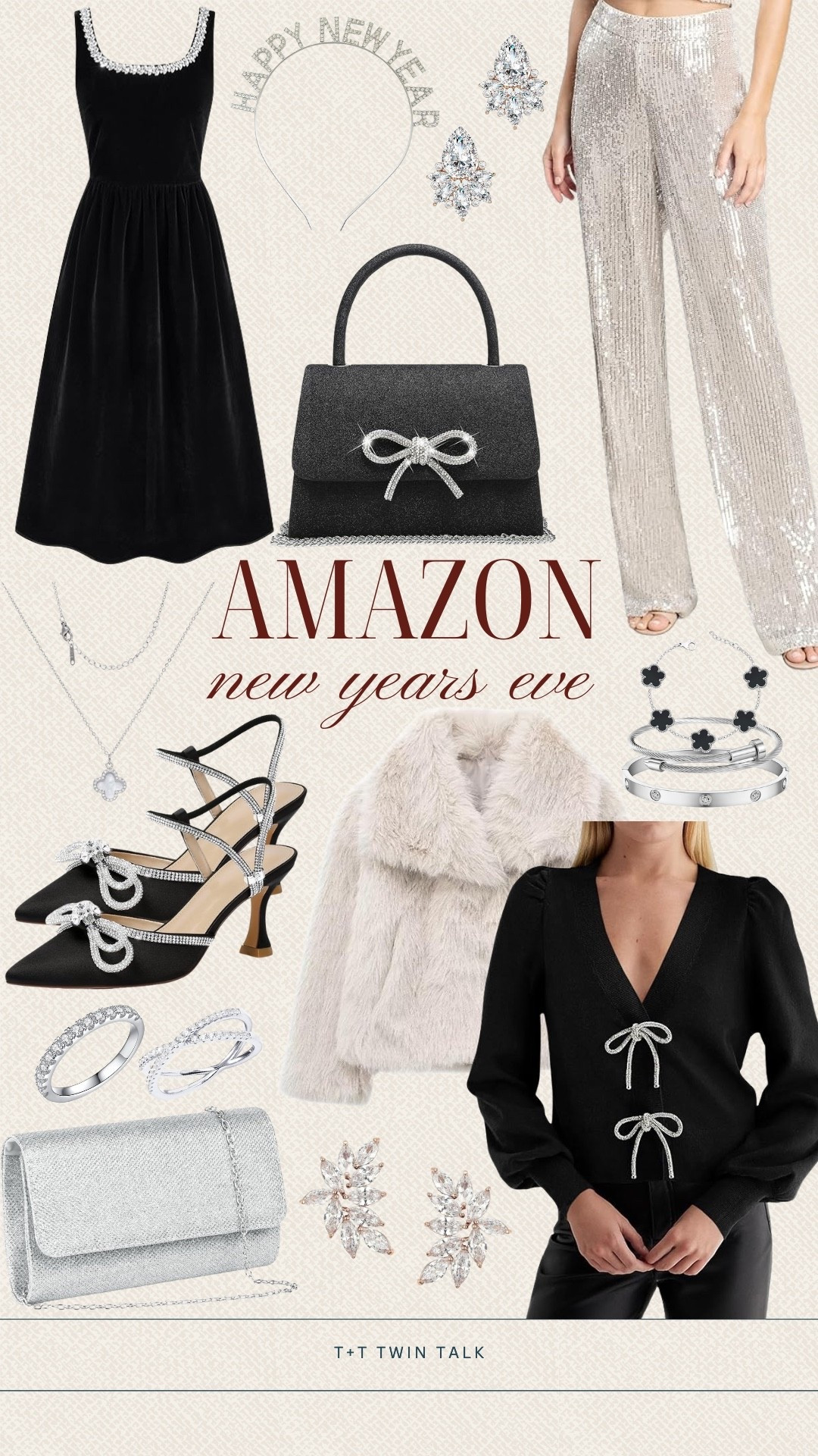 Amazon New Year’s Eve items we are currently loving! Everything you need to dress for the occasion like sparkly pants, a gorgeous dress, or new heels! We also love the faux fur coat, cute black purse, and stunning silver jewelry! 

#LTKHoliday #LTKSeasonal #LTKFindsUnder100