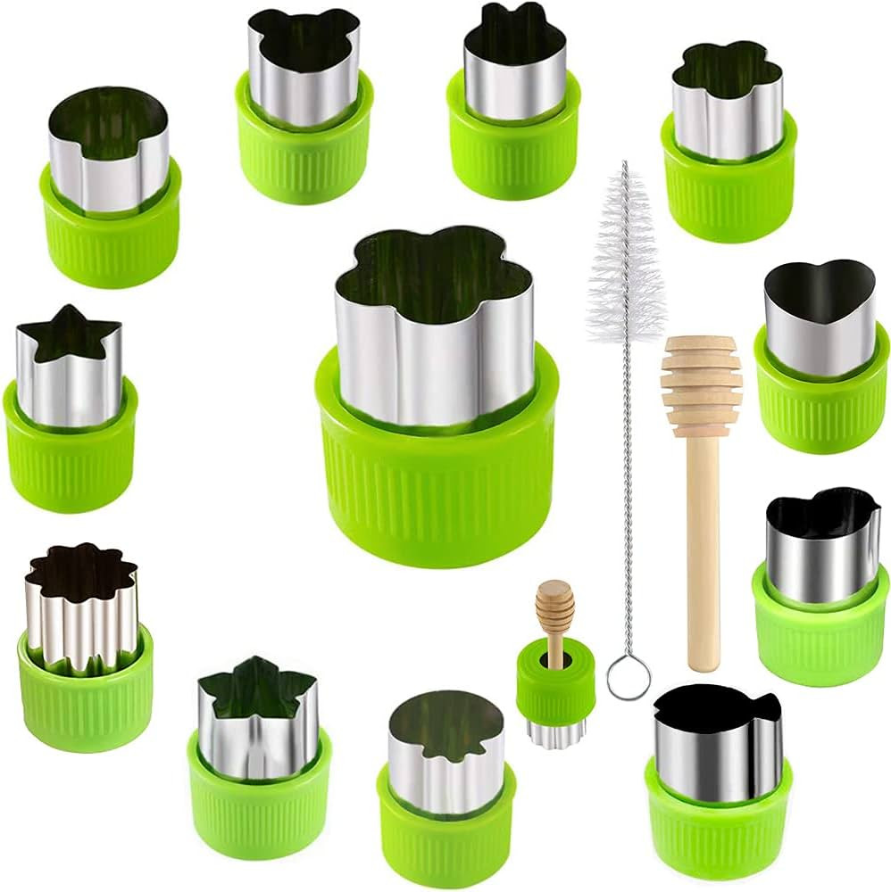 14 Pcs Fruit Vegetable Cookie Cutters Shapes Sets Stainless Steel Food Mini Pie Cookie Stamps Mol... | Amazon (US)