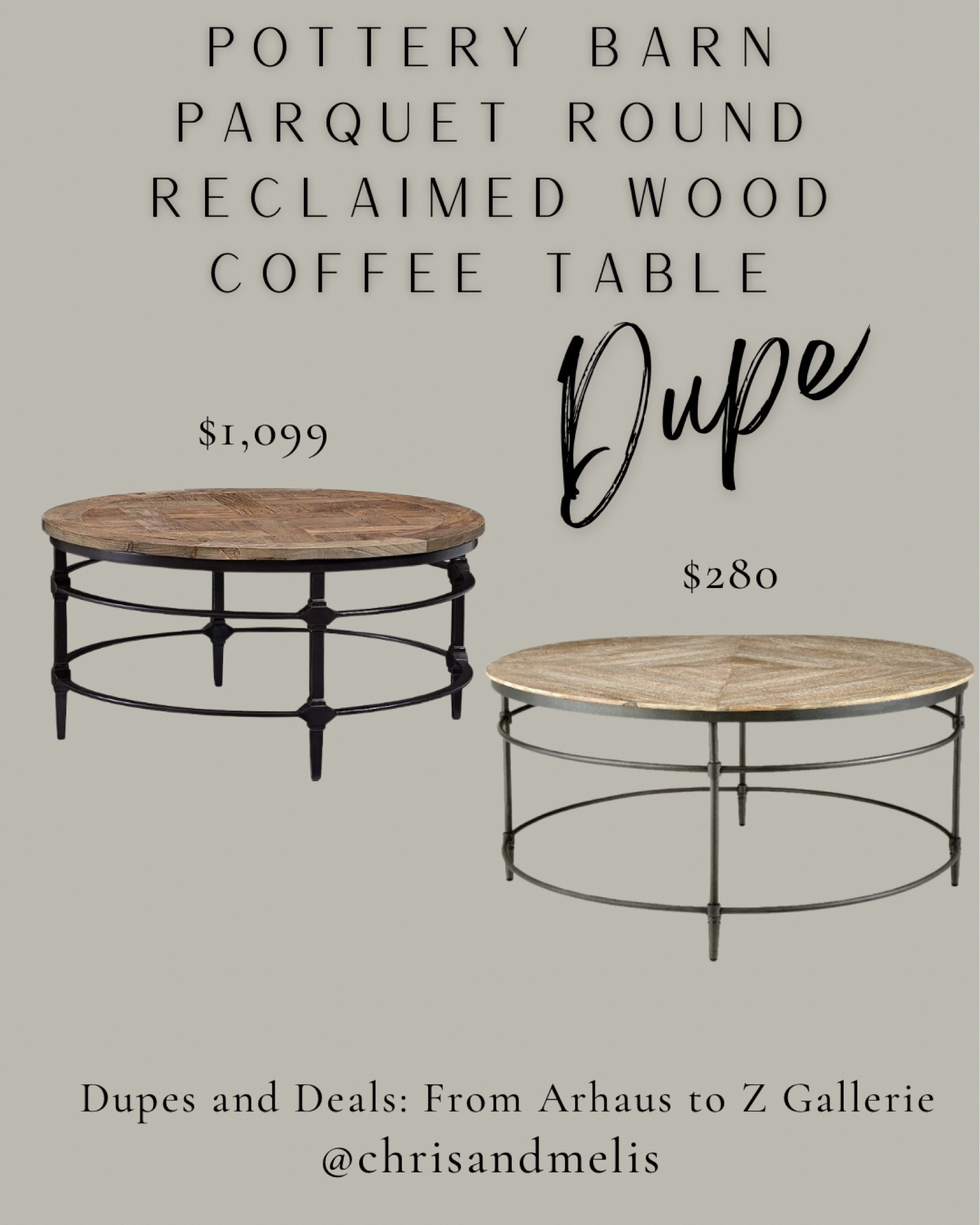 Pottery Barn Parquet Round Reclaimed Wood Coffee Table Dupe for about 1/4 of the price!

Living room design, coffee table ideas, home decor, living room furniture. 


#LTKSale 

#LTKhome #LTKsalealert