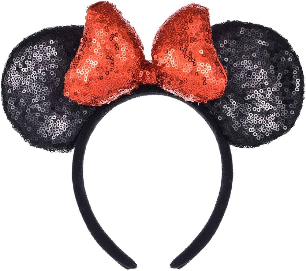 A Miaow 3D Black Mouse Sequin Ears Headband MM Glitter Butterfly Hair Clasp Park Supply Adults Wo... | Amazon (US)
