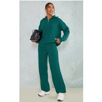 Forest Green High Waist Wide Leg Knit Trousers | PrettyLittleThing UK