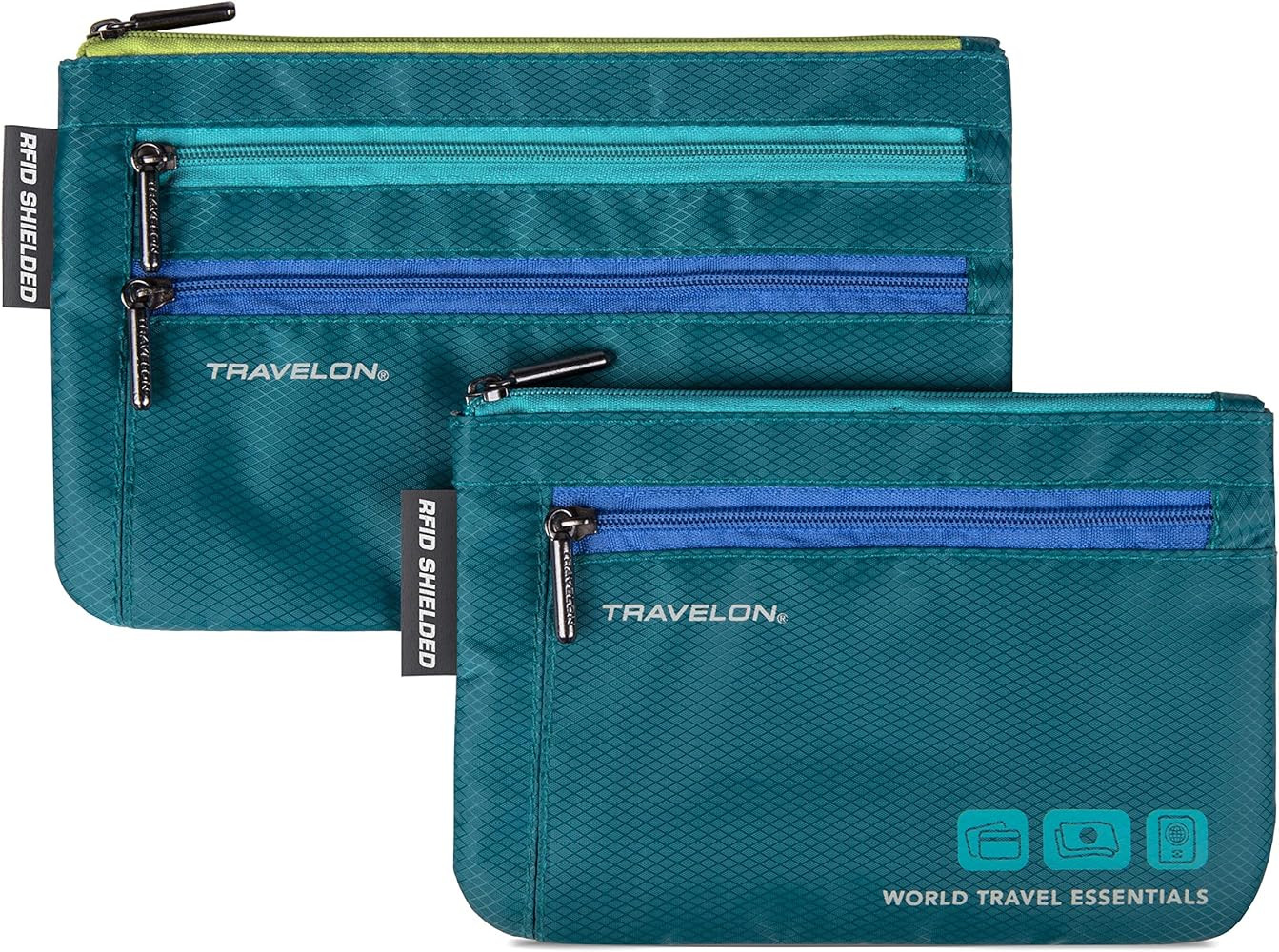 Travelon World Travel Essentials Set Of 2 Currency and Passport Organizers, Peacock Teal | Amazon (US)