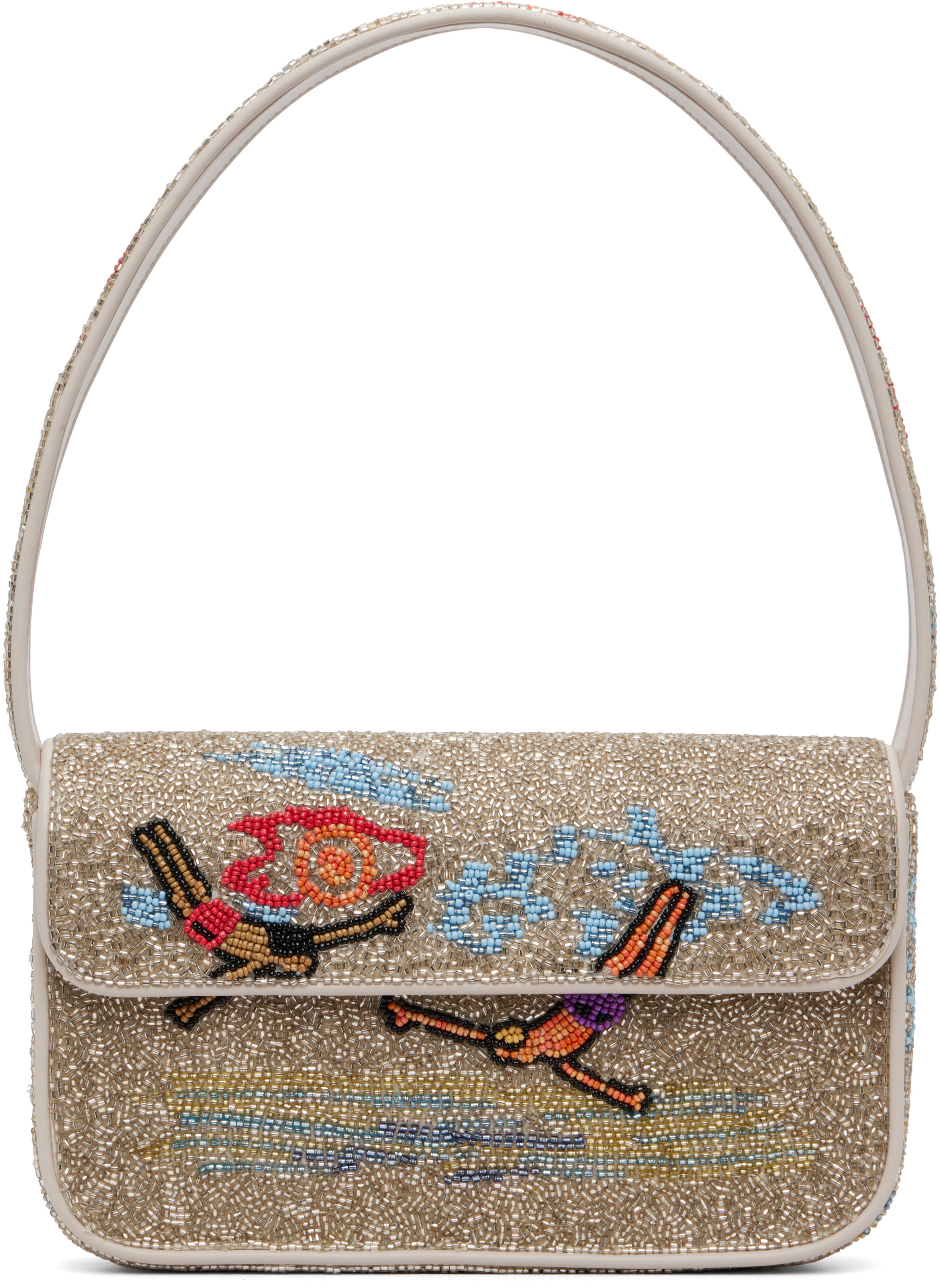 Staud Beige Tommy Beaded Bag | SSENSE