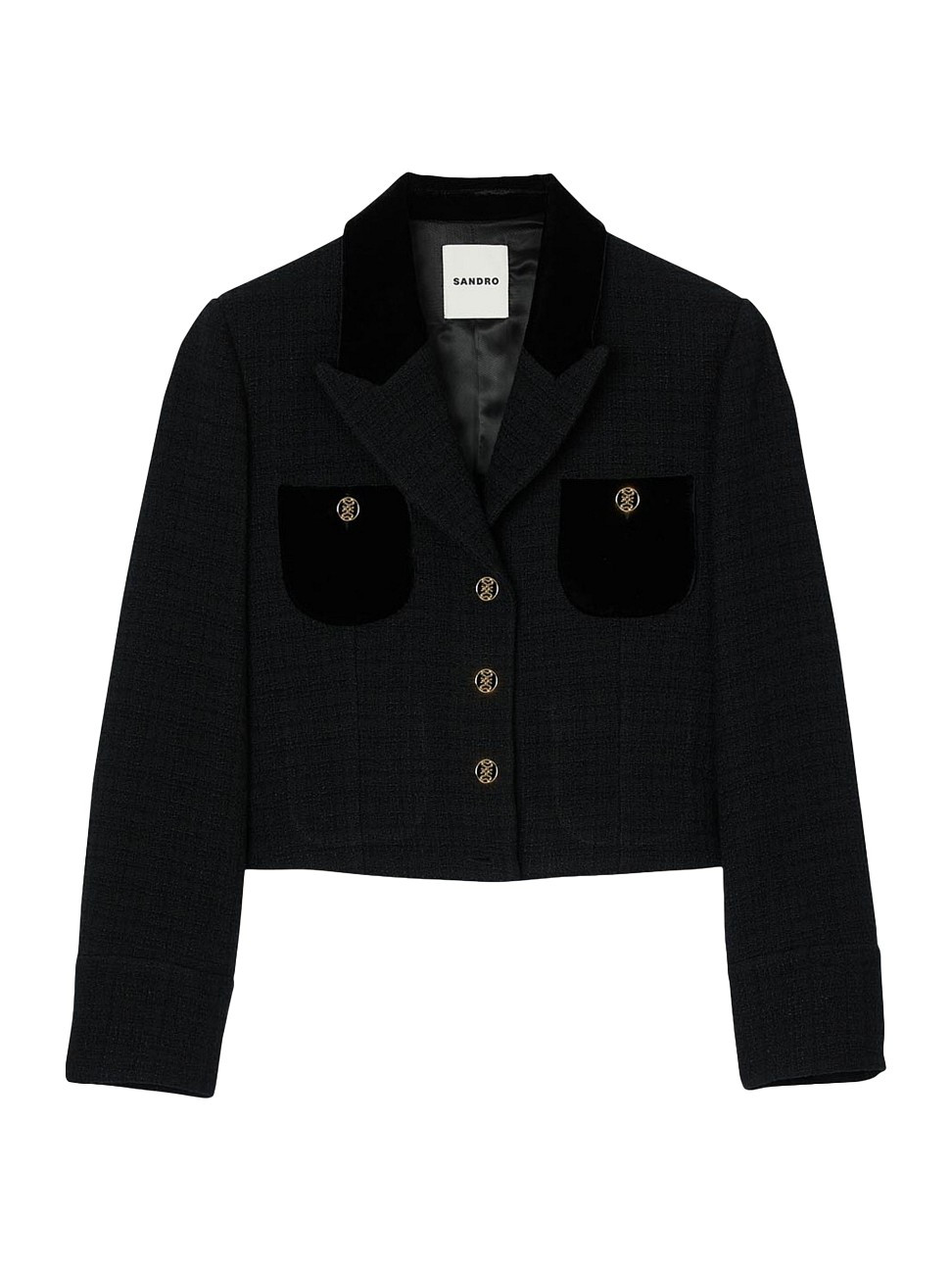 Women's Velvet Tweed Cropped Jacket - Black - Size 6 | Saks Fifth Avenue