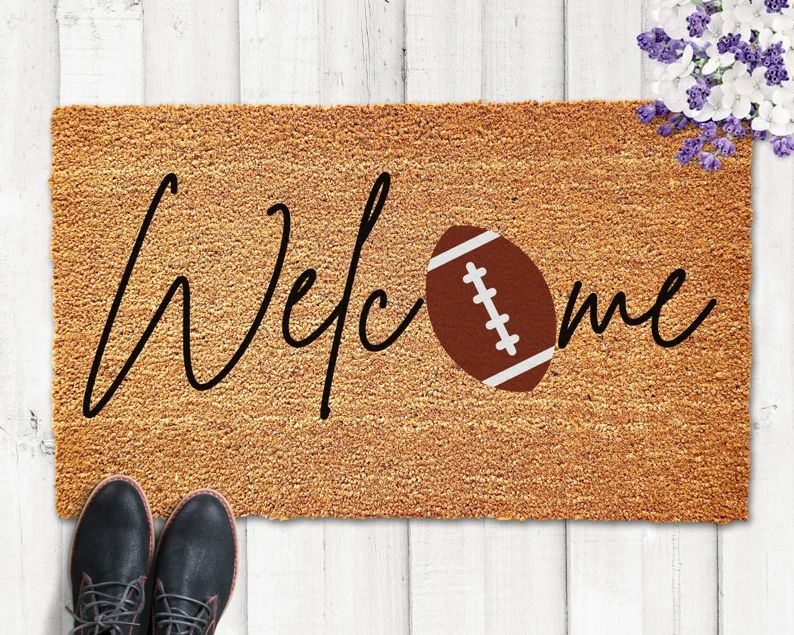 Welcome Football Doormat, Welcome Mat, Football Doormat, Fall Doormat, Front Door Mat, Doormat fo... | Etsy (US)