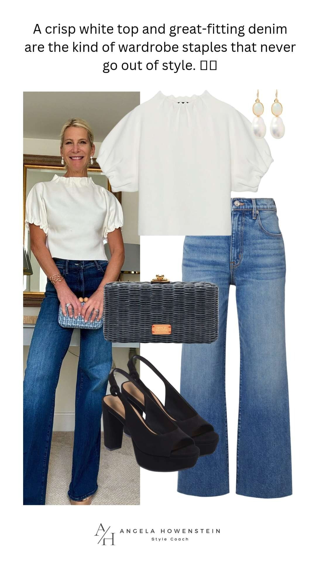 White Top and Wide-Leg Jeans Outfit Inspiration 

 #LTKootd #LTKSeasonal #LTKOver40