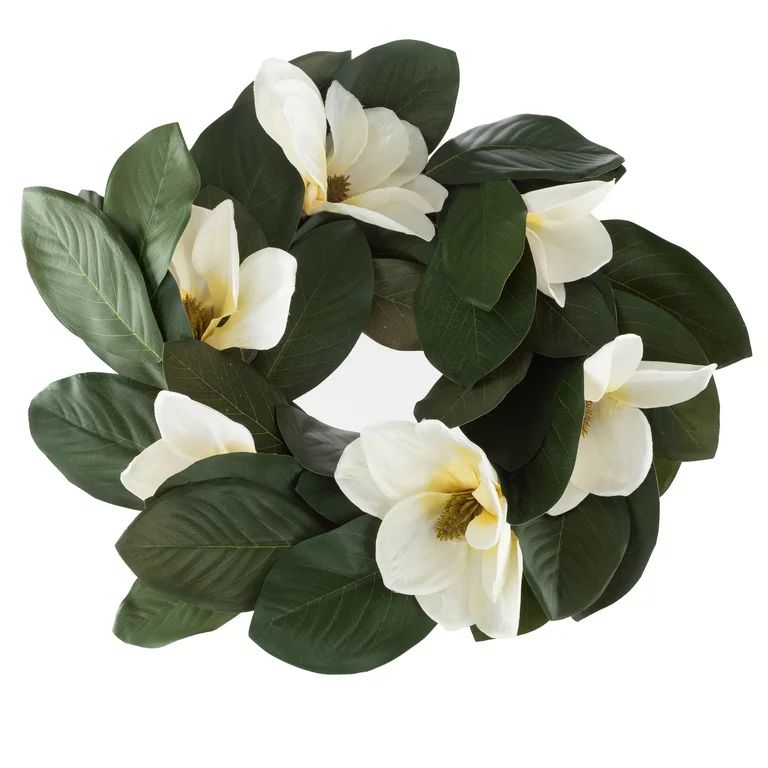 Pure Garden 24-inch Artificial Magnolia Wreath for Home Decor | Walmart (US)