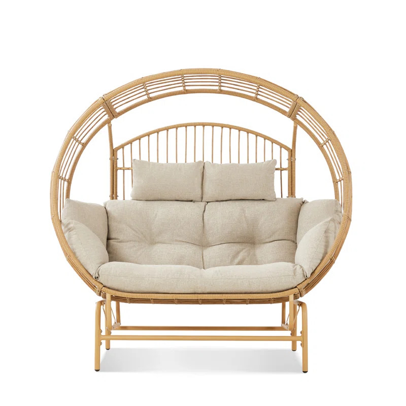 Bay Isle Home™ Outdoor Swing Egg Chair, 2-Person PE Wicker Porch Swing With Stand, Indoor/Outdo... | Wayfair North America
