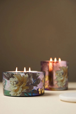 Ada Floral Sueded Rose Glass Candle | Anthropologie (US)