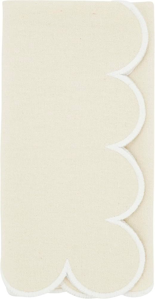 Saro Lifestyle Scalloped Hem Napkin (Set of 4), Natural, 20" | Amazon (US)