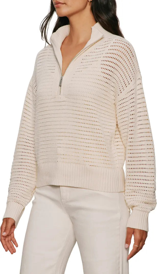 Open Stitch Half-Zip Cotton Blend Sweater | Nordstrom