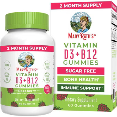 MaryRuth's Vitamin D3+B12 Gummies, Sugar Free Raspberry, 60 ct | Target