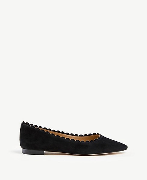 Shreya Scalloped Suede Flats | Ann Taylor (US)